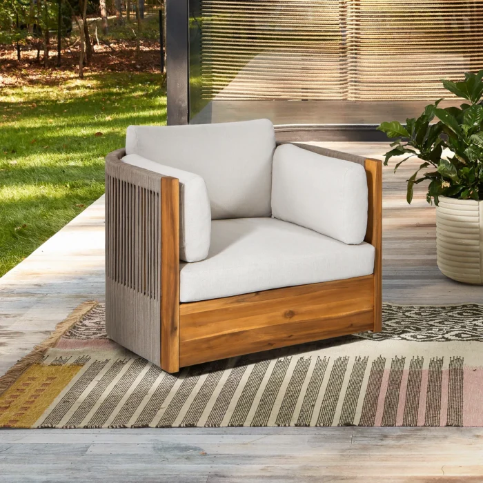 Outdoor Acacia Wood Swivel Chair