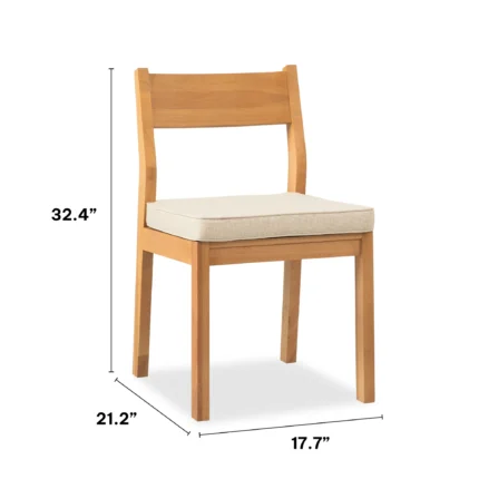 Solid Wood Patio Dining Side Chairs with Cushions (Set of 2)