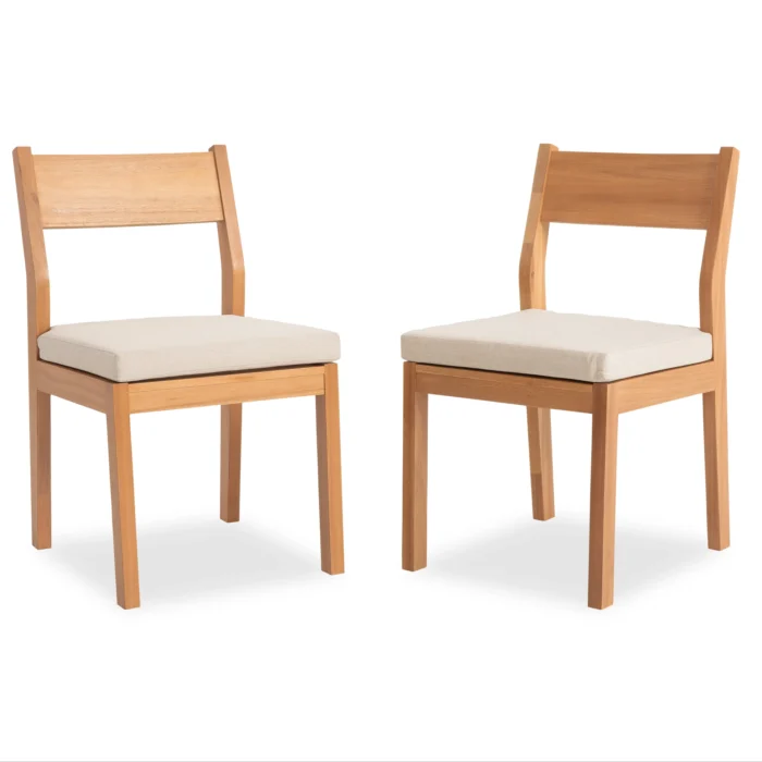 Solid Wood Patio Dining Side Chairs with Cushions (Set of 2)