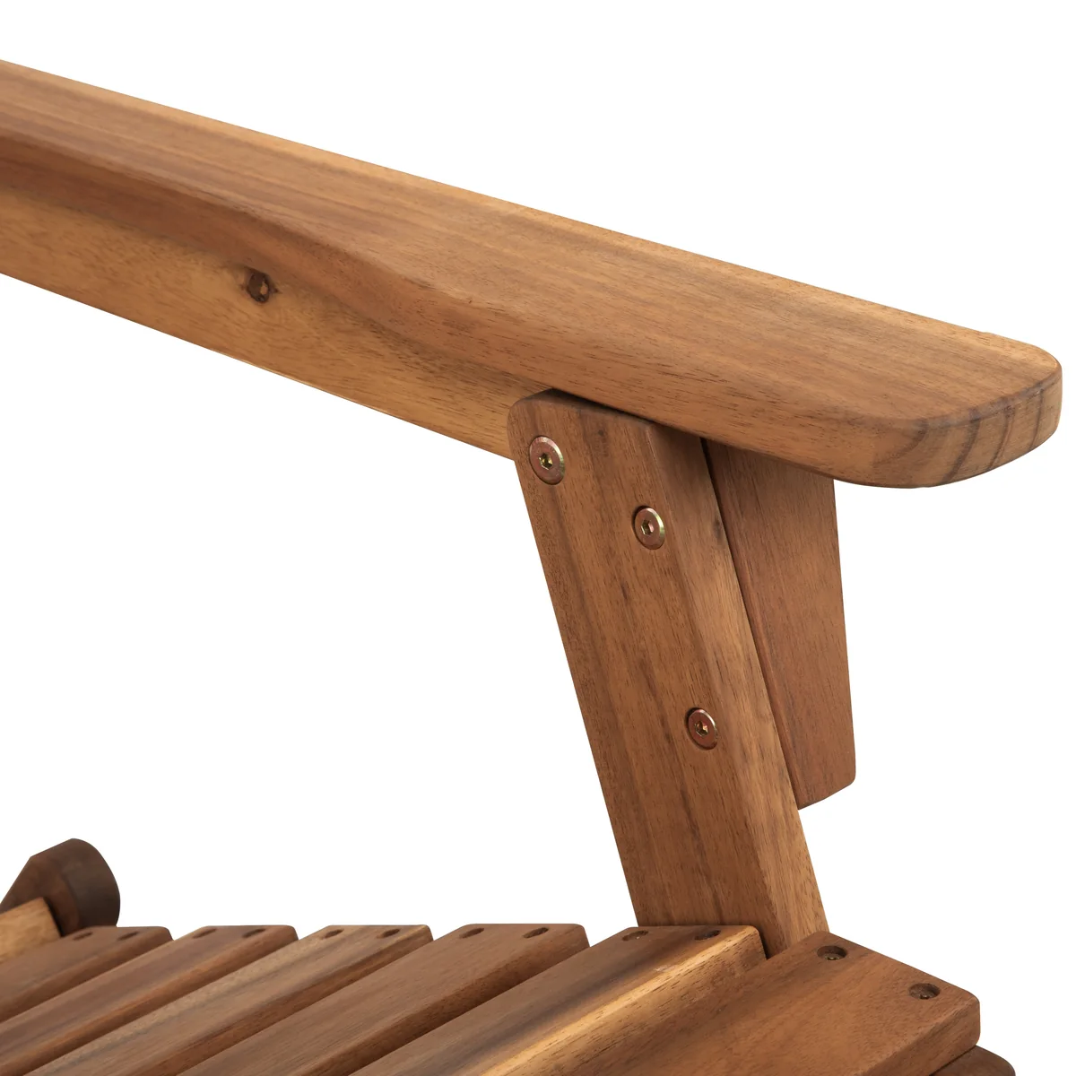 Wide wooden armrest detail