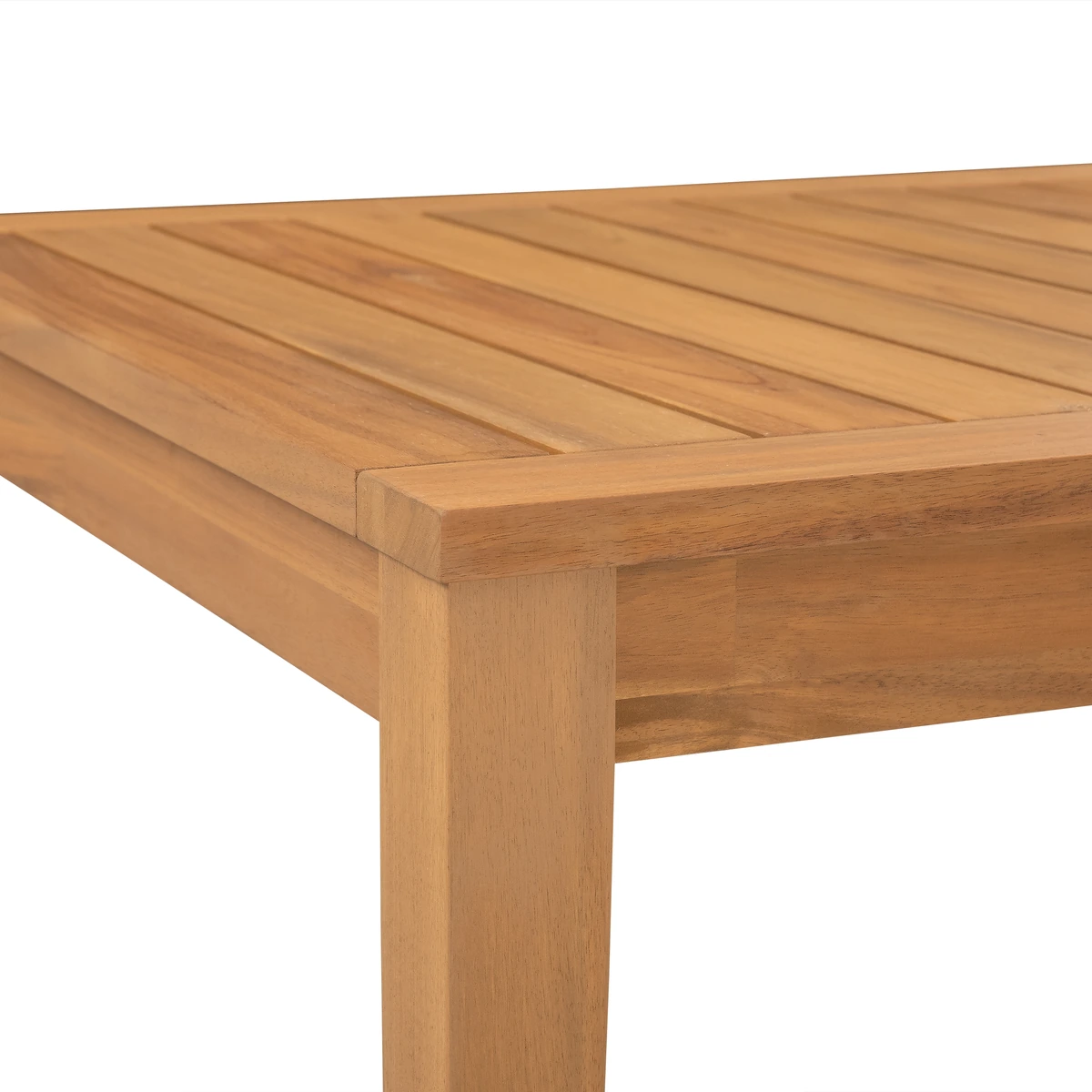 Close-up of solid wood coffee table frame corner