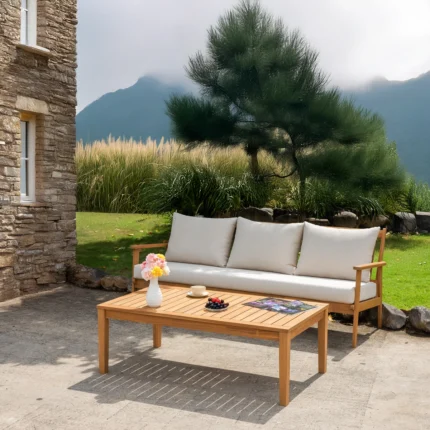 Solid Wood Outdoor Coffee Table with Slatted Top