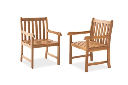 Solid Wood Patio Dining Armchair (Set of 2)