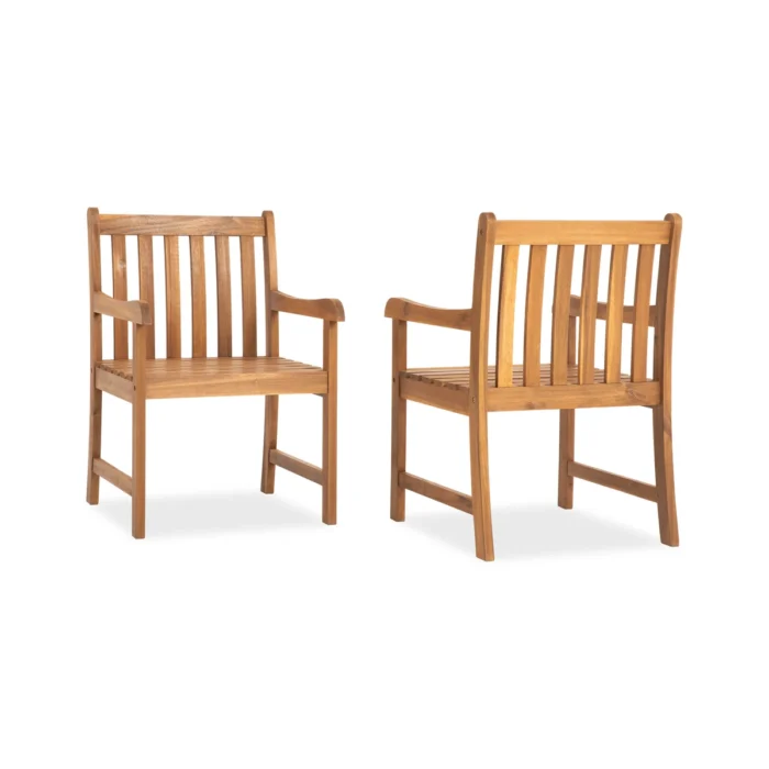 Solid Wood Patio Dining Armchair (Set of 2)