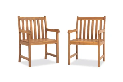 Solid Wood Patio Dining Armchair (Set of 2)