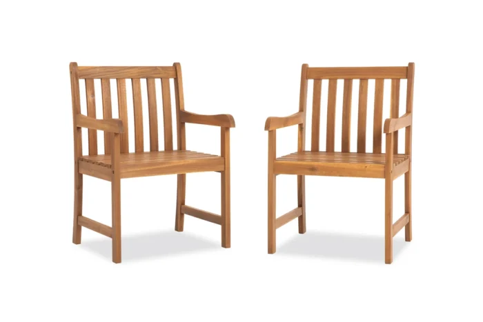 Solid Wood Patio Dining Armchair (Set of 2)