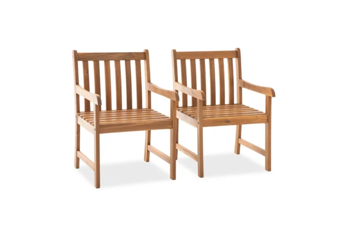 Solid Wood Patio Dining Armchair (Set of 2)