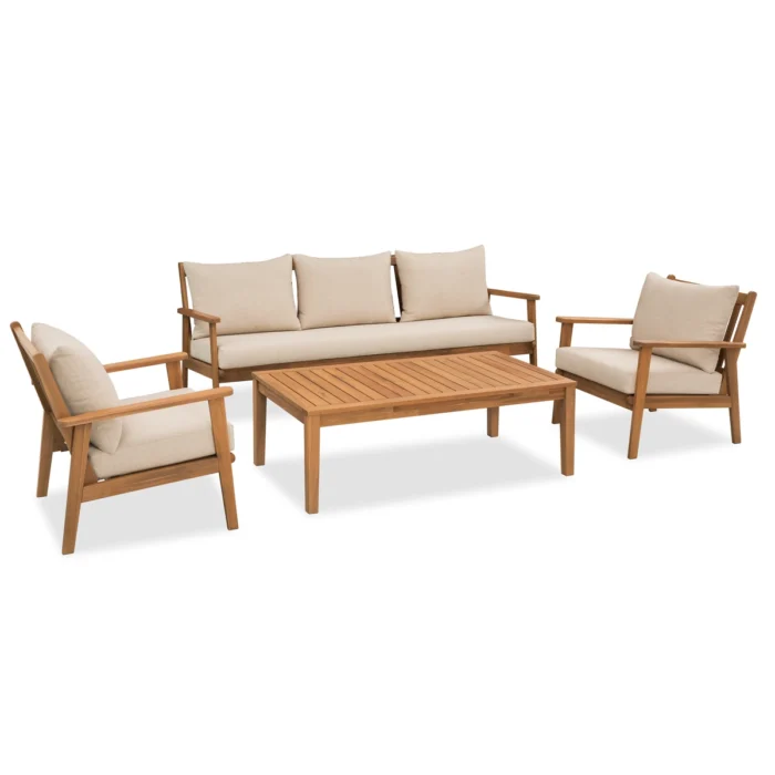 5-Person Solid Wood Patio Conversation Set