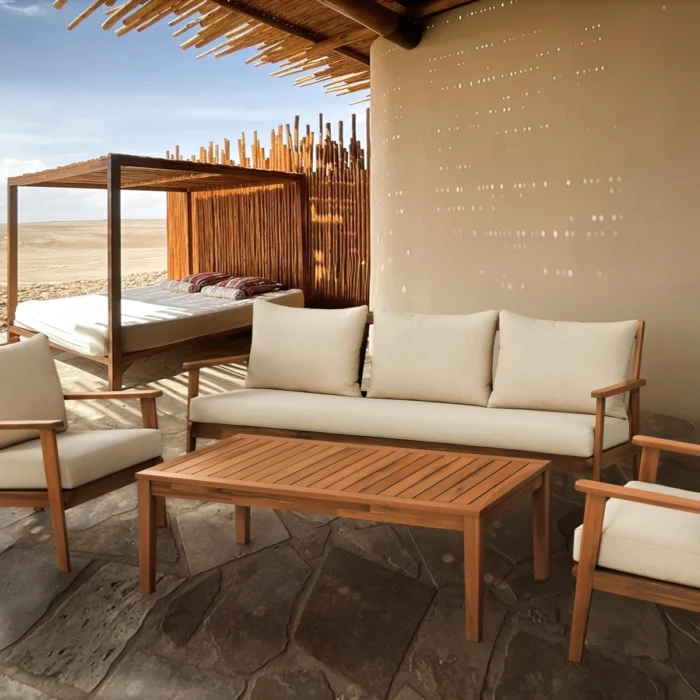 5-Person Solid Wood Patio Conversation Set