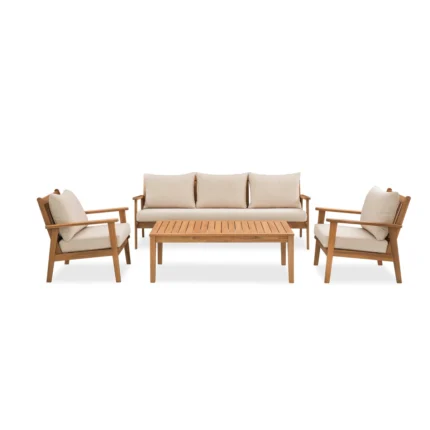 5-Person Solid Wood Patio Conversation Set