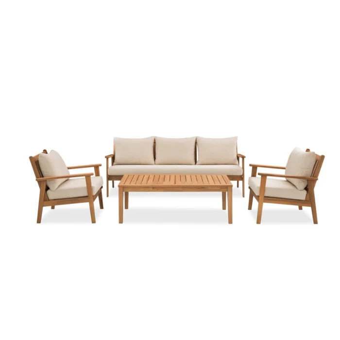 5-Person Solid Wood Patio Conversation Set