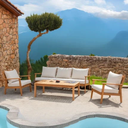 5-Person Solid Wood Patio Conversation Set