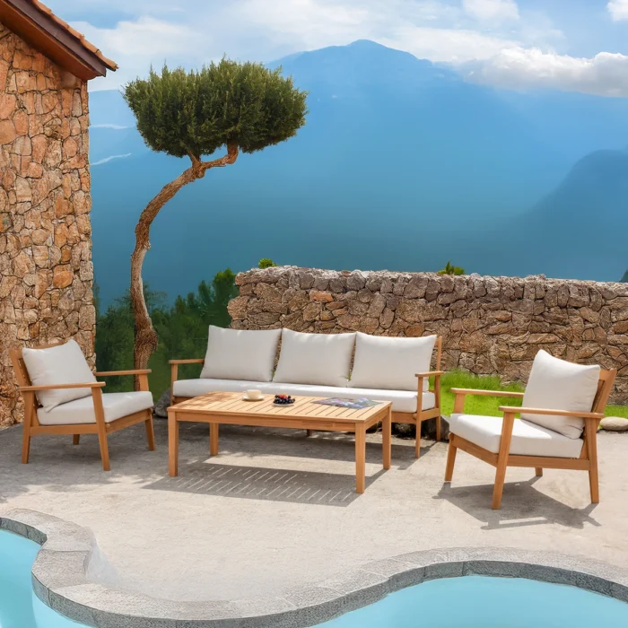 5-Person Solid Wood Patio Conversation Set