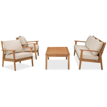 5-Person Solid Wood Patio Conversation Set