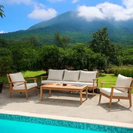 5-Person Solid Wood Patio Conversation Set