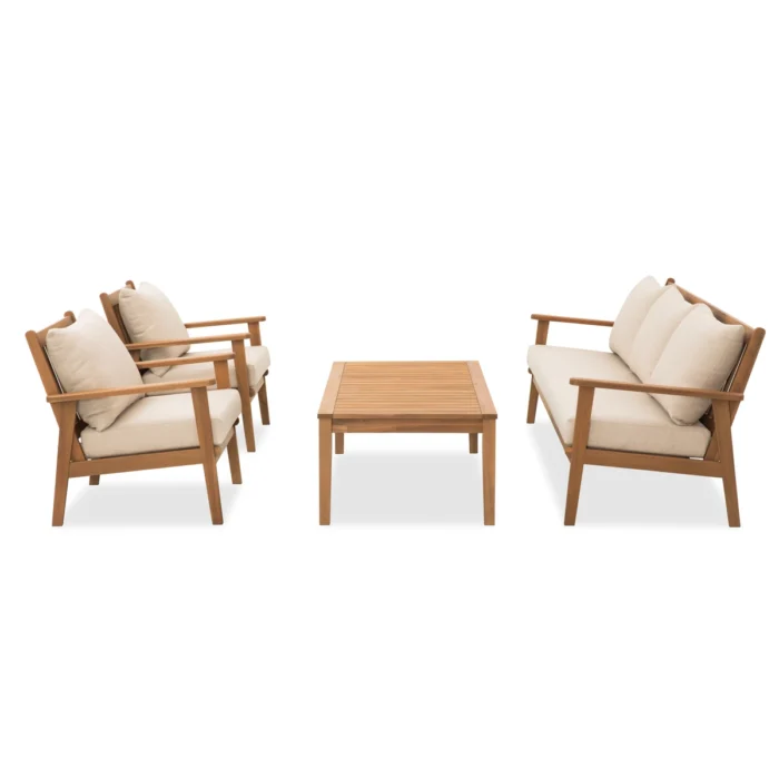 5-Person Solid Wood Patio Conversation Set
