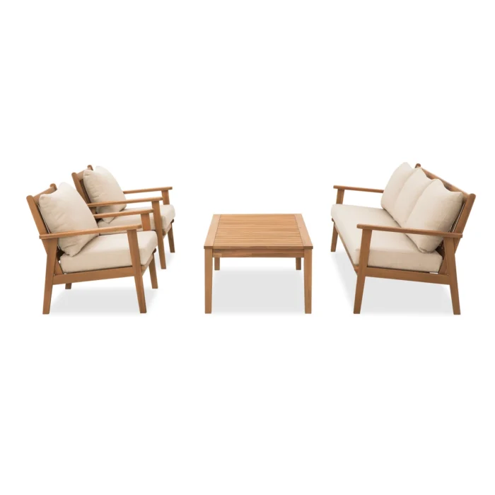5-Person Solid Wood Patio Conversation Set