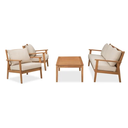 5-Person Solid Wood Patio Conversation Set