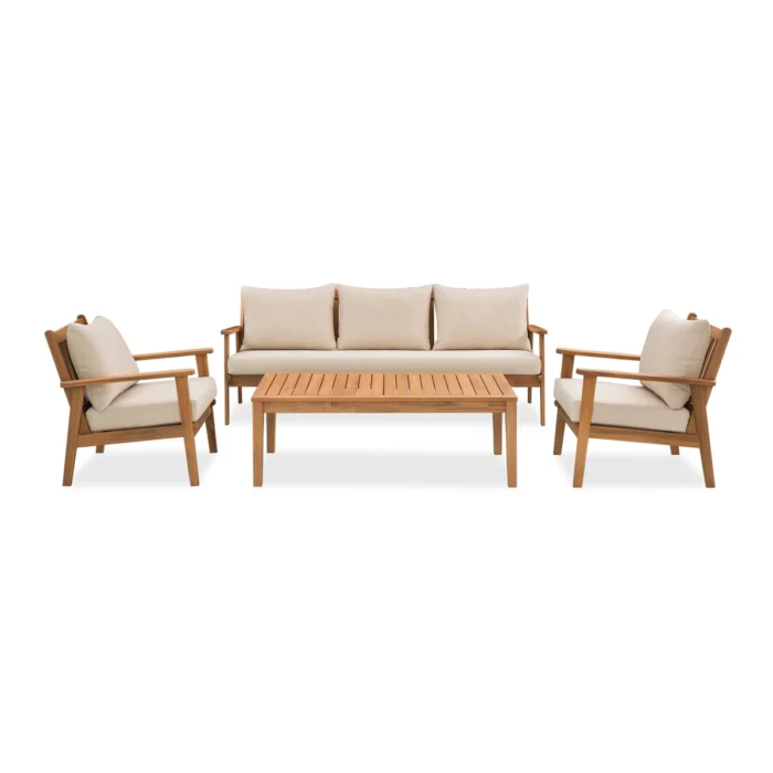5-Person Solid Wood Patio Conversation Set