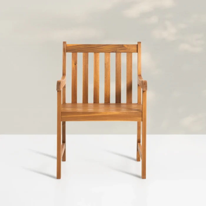 Solid Wood Patio Dining Armchair (Set of 2)