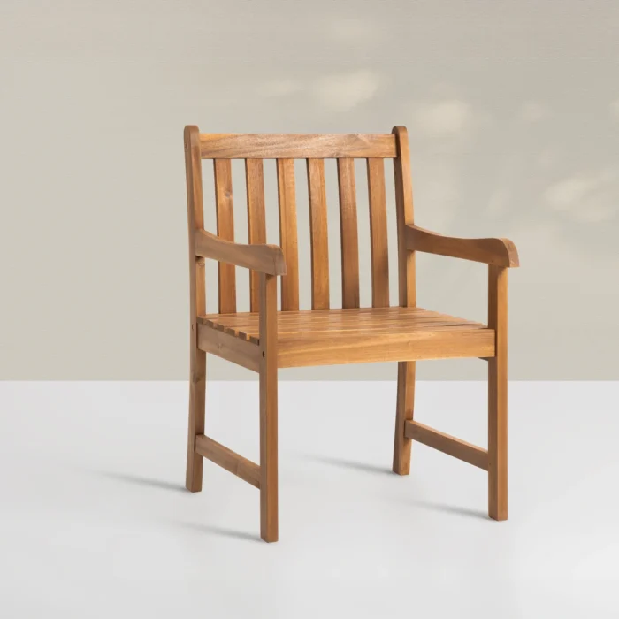 Solid Wood Patio Dining Armchair (Set of 2)