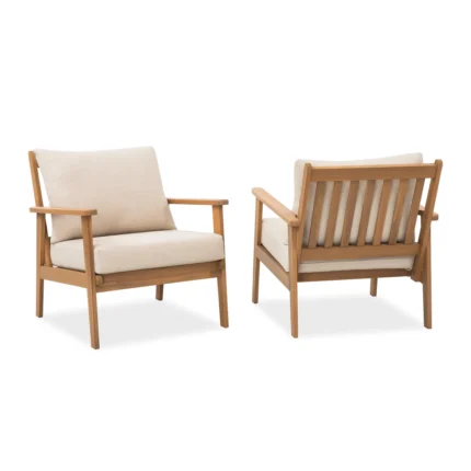 Solid Wood Patio Lounge Chairs, Set of 2