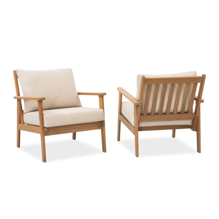 Solid Wood Patio Lounge Chairs, Set of 2