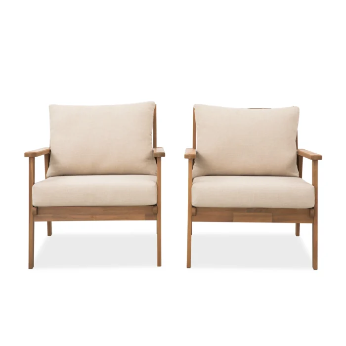 Solid Wood Patio Lounge Chairs, Set of 2