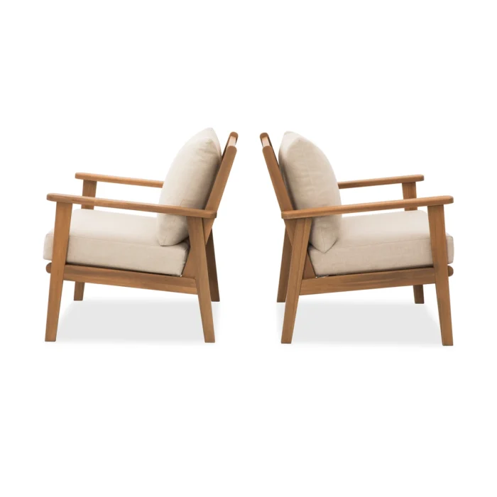 Solid Wood Patio Lounge Chairs, Set of 2