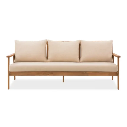 3-Seater Solid Wood Patio Sofa with Removable Cushion Covers