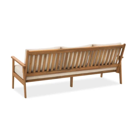 3-Seater Solid Wood Patio Sofa with Removable Cushion Covers