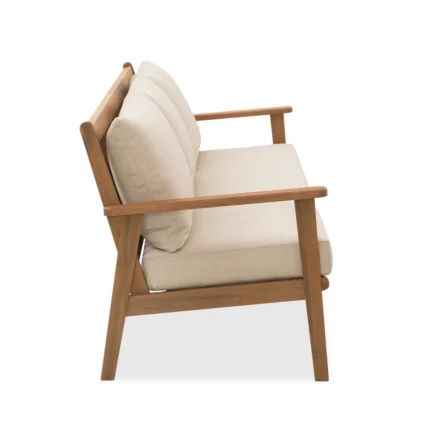 3-Seater Solid Wood Patio Sofa with Removable Cushion Covers