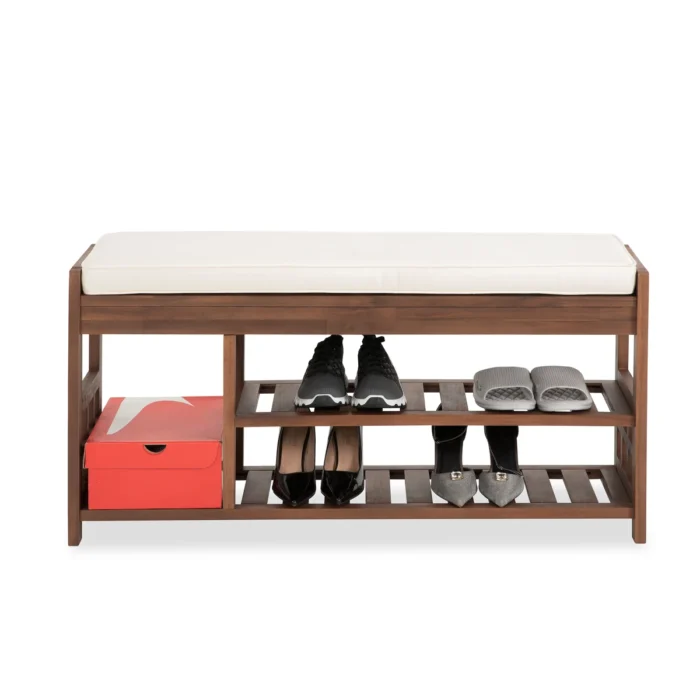 Wooden Shoe Bench for Entryway and Closet