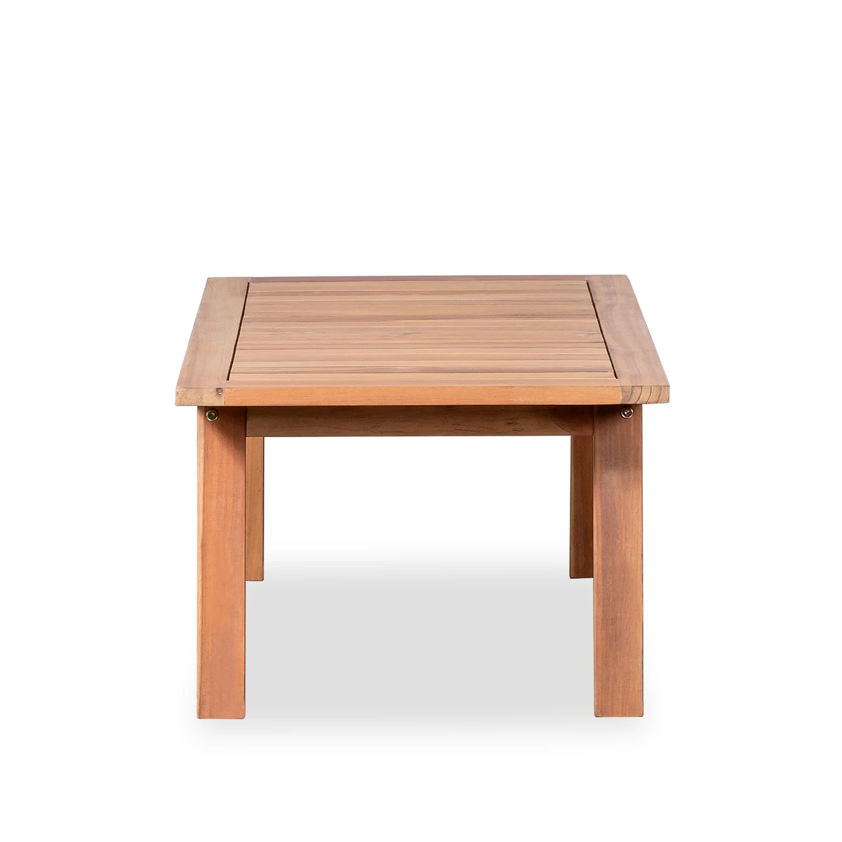 End view of the acacia outdoor coffee table