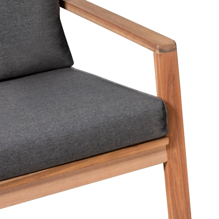 Solid Acacia Wood Outdoor Lounge Chair with Cushions (Set of 2)