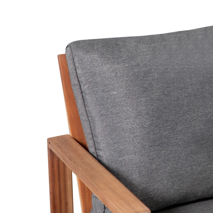 Solid Acacia Wood Outdoor Lounge Chair with Cushions (Set of 2)