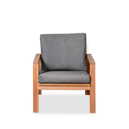 Solid Acacia Wood Outdoor Lounge Chair with Cushions (Set of 2)