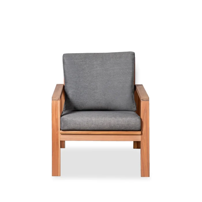 Solid Acacia Wood Outdoor Lounge Chair with Cushions (Set of 2)