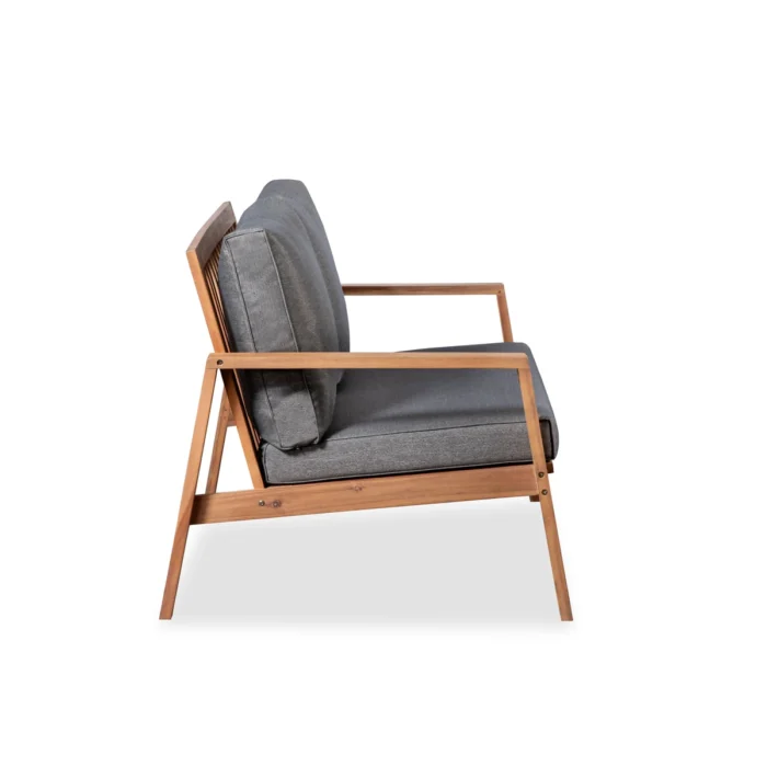 Solid Acacia Wood Outdoor Lounge Chair with Cushions (Set of 2)