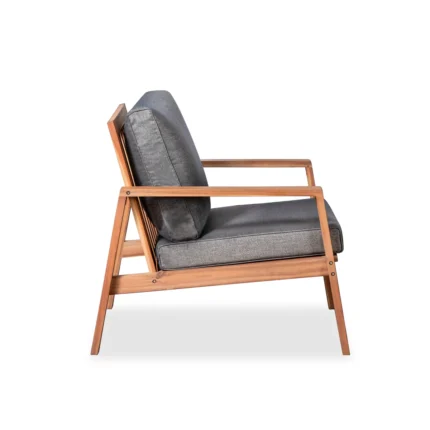Solid Acacia Wood Outdoor Lounge Chair with Cushions (Set of 2)