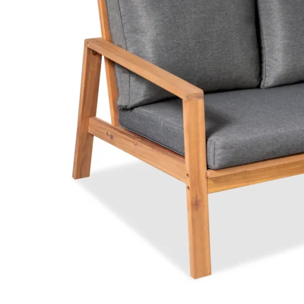 Solid Acacia Wood Outdoor Loveseat with Cushions