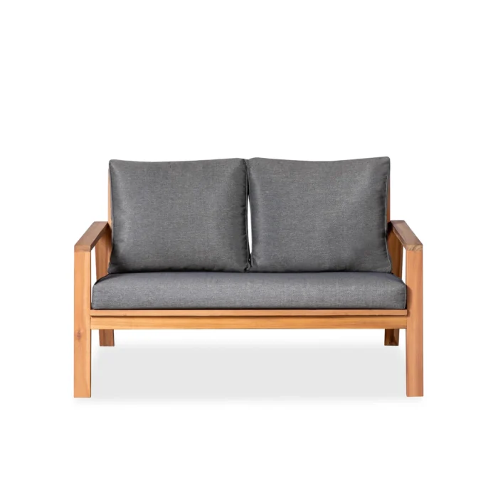 Solid Acacia Wood Outdoor Loveseat with Cushions