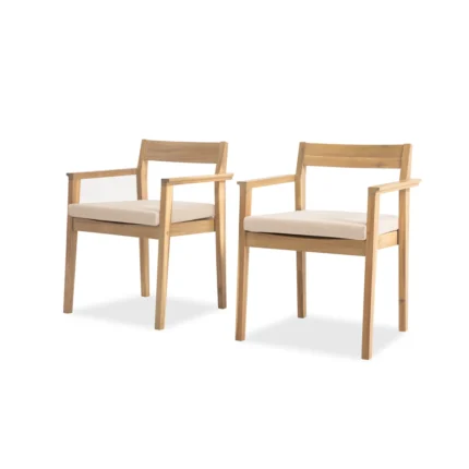 4-Person Acacia Wood Patio Dining Set with Round Table and Cushions