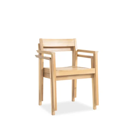 Solid Acacia Wood Patio Dining Chair with Cushion (Set of 2)