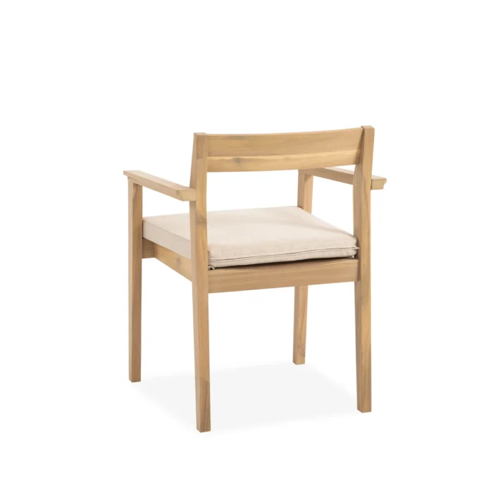 Solid Acacia Wood Patio Dining Chair with Cushion (Set of 2)