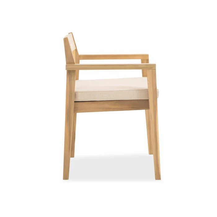 Solid Acacia Wood Patio Dining Chair with Cushion (Set of 2)
