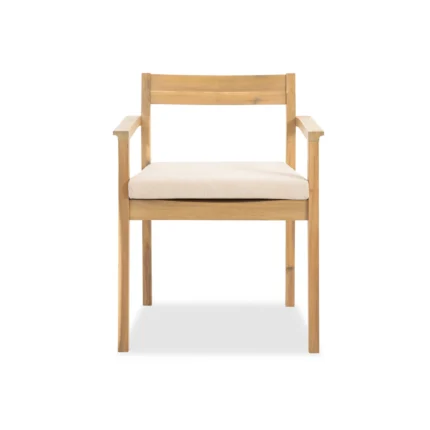 Solid Acacia Wood Patio Dining Chair with Cushion (Set of 2)