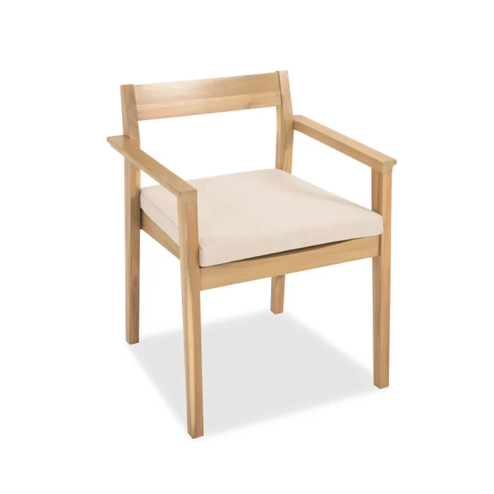 Solid Acacia Wood Patio Dining Chair with Cushion (Set of 2)