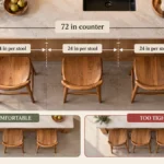 Bar stool vs counter stool height - stool spacing with 24 inches of counter width per seat