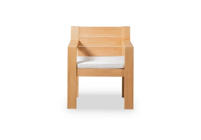 Solid Wood Patio Dining Chair With Seat Cushion